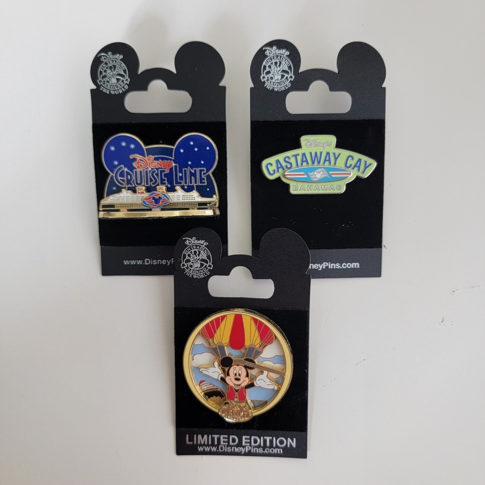 Disney Cruise Line Castaway Cay Pins Set 3 Mickey Mouse Artist Choice 2007 NEW‎
